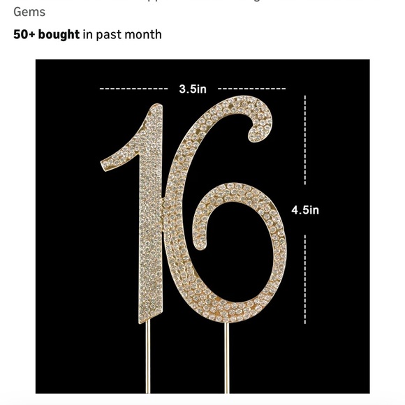 Sparkling 16th Birthday Cake Toppers and banners - Picture 11 of 12